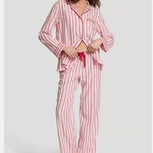 Victoria's Secret Red and White Striped Pajama Set